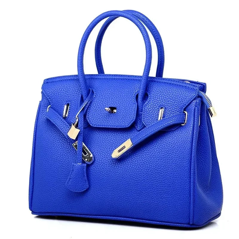 2024 New Women's Bag European and American Fashion Litchi Pattern Platinum Bag Diagonal Straddle Single Shoulder Women's Handbag