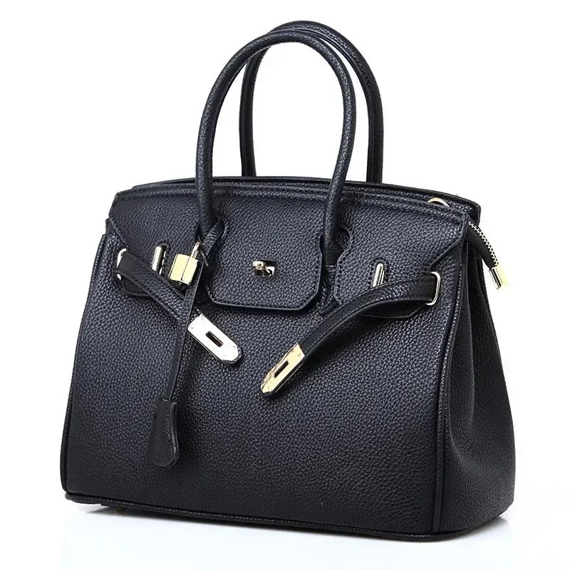 2024 New Women's Bag European and American Fashion Litchi Pattern Platinum Bag Diagonal Straddle Single Shoulder Women's Handbag