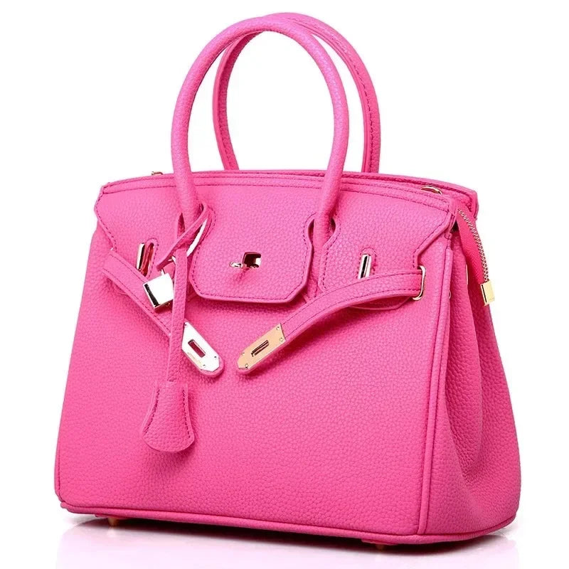 2024 New Women's Bag European and American Fashion Litchi Pattern Platinum Bag Diagonal Straddle Single Shoulder Women's Handbag